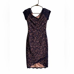 Bisou Bisou Lace Navy Blue Dress